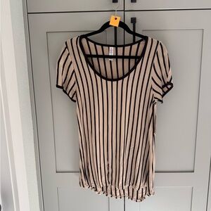LuLaRoe Classic T (Black and Tan Striped Short Sleeve Top)